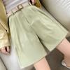 Women Summer Solid Color High-Waisted Wide-Leg Casual Suit Shorts Pants