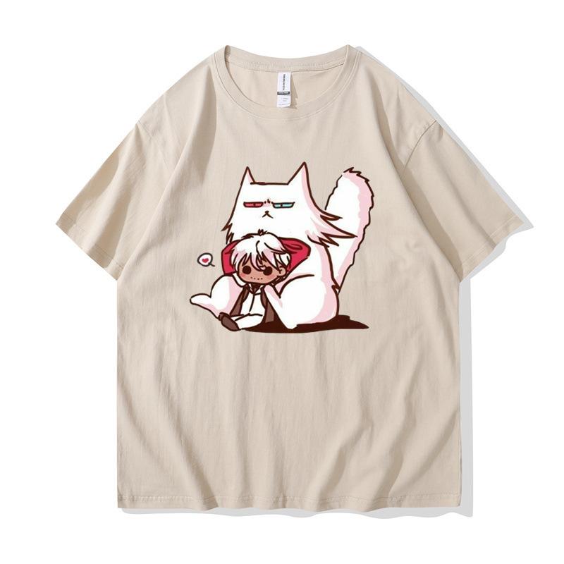 Nové anime kreslené 2D tištěné volné párové tričko kulatý výstřih pánské a dámské unisex trička s krátkým rukávem