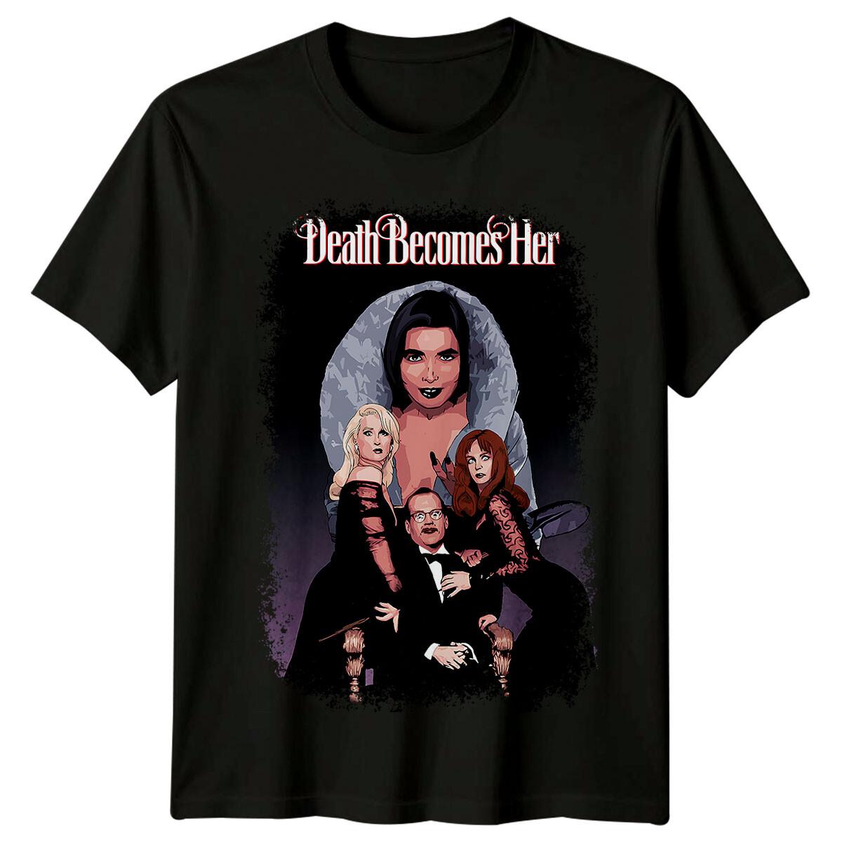 

Death Becomes Her (1992) Movie Poster Inspired 100% Cotton T-shirt Mens Tees Top Retro 90s Tee Unisex XL