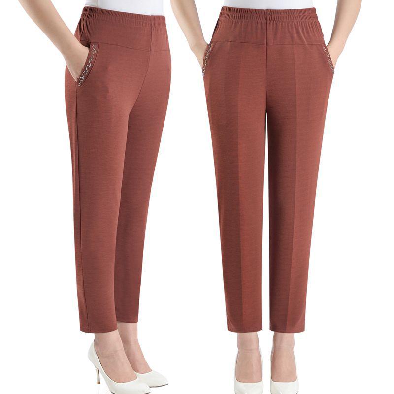 Summer Stretch High-Waist Casual Pants for Women - Loose, Straight-Leg, Grandma Style