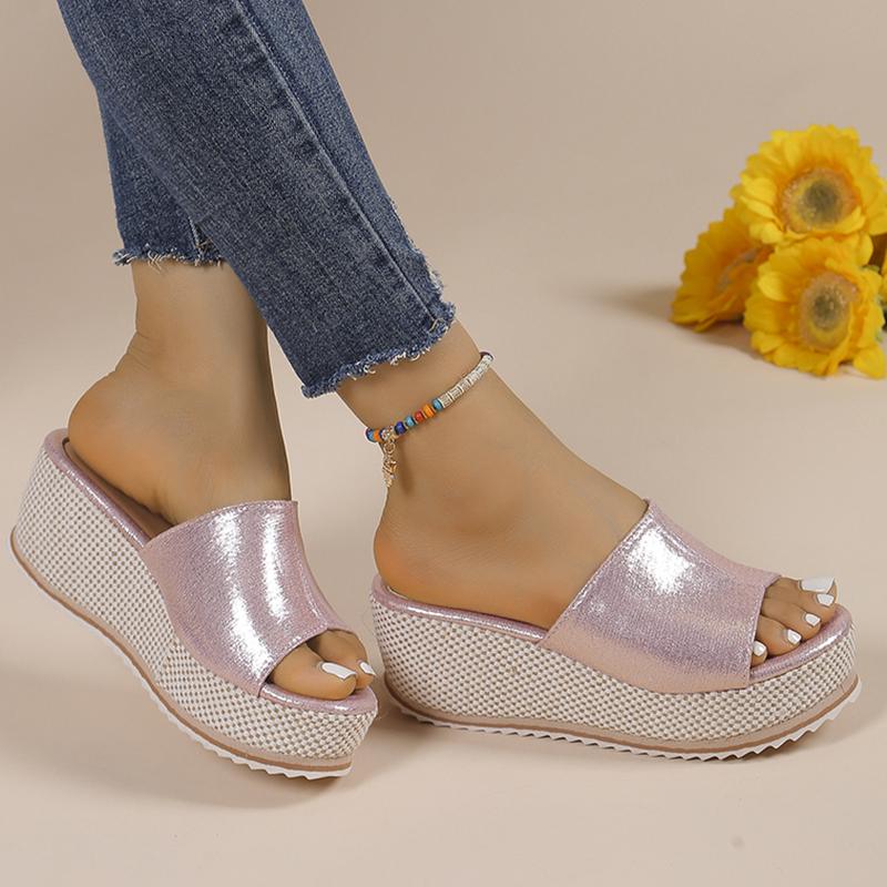 Fashion 2025 Summer Chunky Platform Slippers for Women Pu Leather Wedges High Heel Sandals Woman Plus Size 36-43 Beach Sandles Female