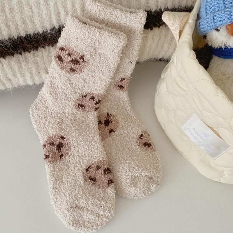 Autumn and Winter Coral Fleece Socks, Women's Thickened Warm Sleep Socks, Floor Socks, Home Postpartum Socks, Mid-calf Socks