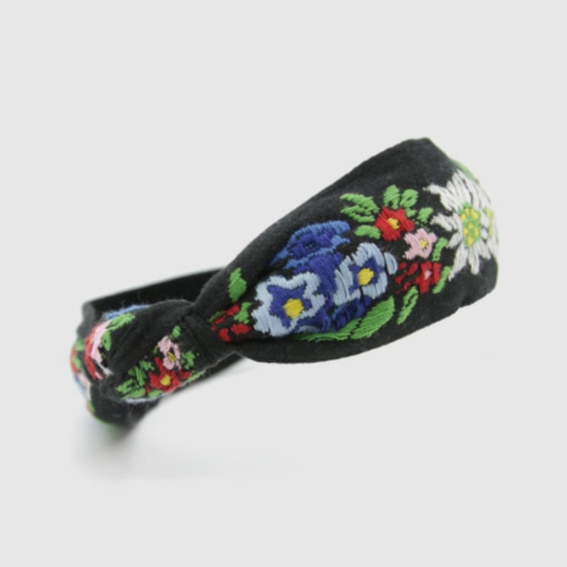 LALA Böhmisches Blumen-Haarband - Schwarz