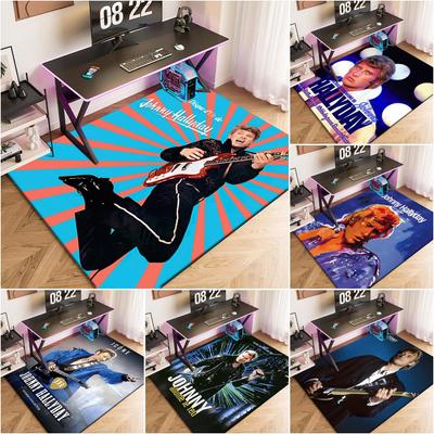 1pc Johnny Halliday the King of French Rock Carpet Rug for Living Room Bedroom Home Sofa Decoration,Kids Play Non-slip Floor Mat