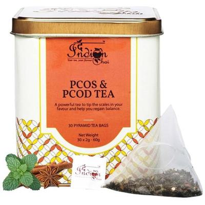 The Indian Chai – Té para SOP y PCOD 30 Bolsitas de Té Piramidales, Ayuda con el Crecimiento de Vello Facial, Caída del Cabello del Cuero Cabelludo relacionada con el Desequilibrio Hormonal