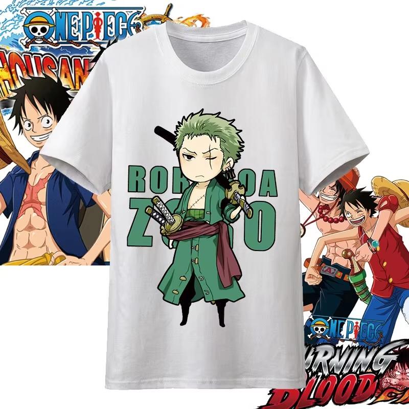 One Piece Anime Character Printing Oversized Cotton Tshirt Men and Women Comfortable Y2K Childrens Clothing Summer Tshirt