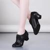 Women's Latin Dance Ballroom Corium Shoes Modern Jazz Dance Shoe Ladies Black Salsa Dancing Shoes Teacher Sports Shoe