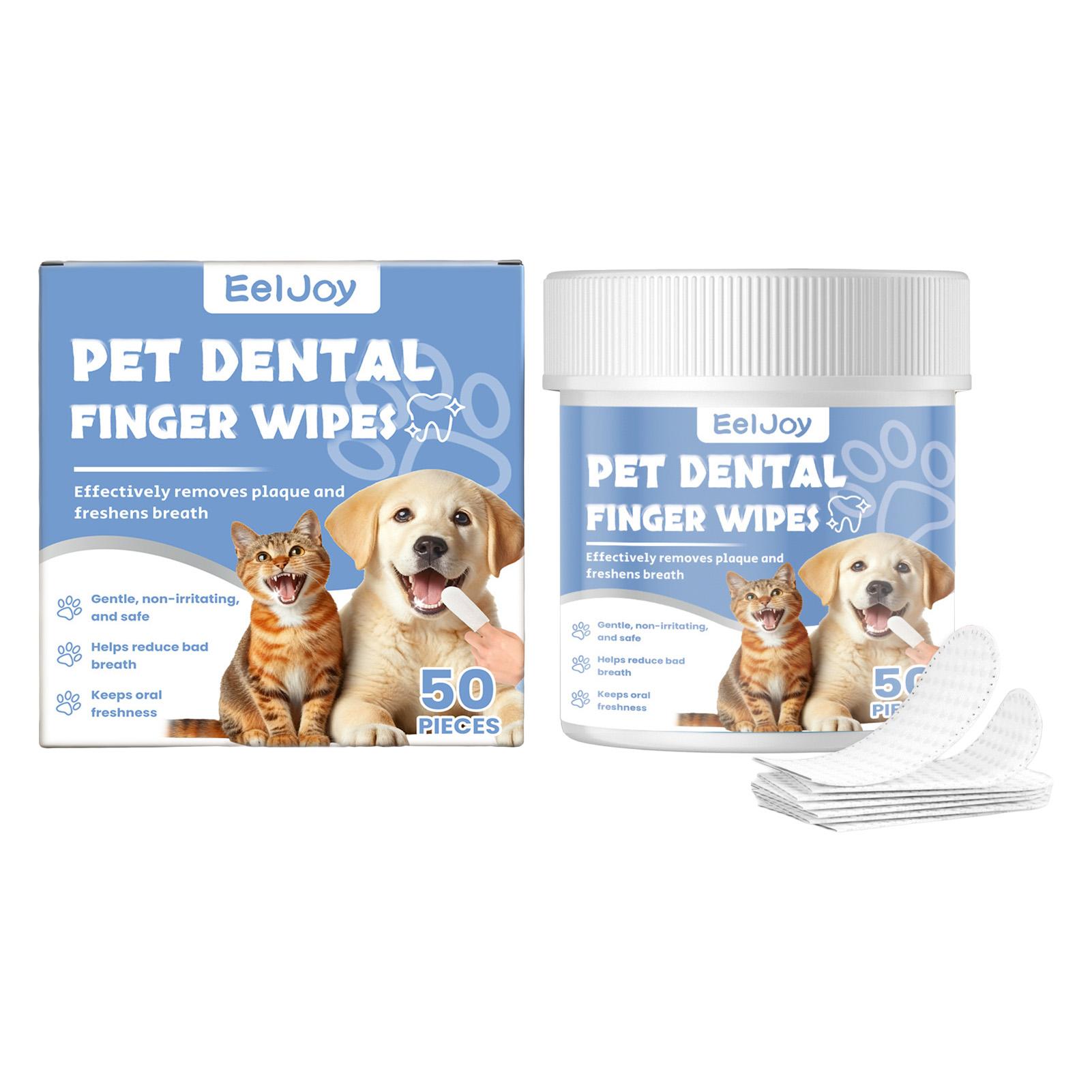 

50 Count Pet Oral Care Wipes Gentle Formula For Teeth Cleaning Stain Removal Fresh Breath Clean Wet Wipes For Dogs And Cats