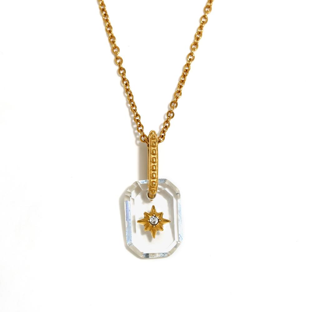 MamacitaSlay Y2K Color Acrylic Eight Pointed Star Pendant Necklaces For Women Stainless Steel Women's Jewelry Accessories Gift