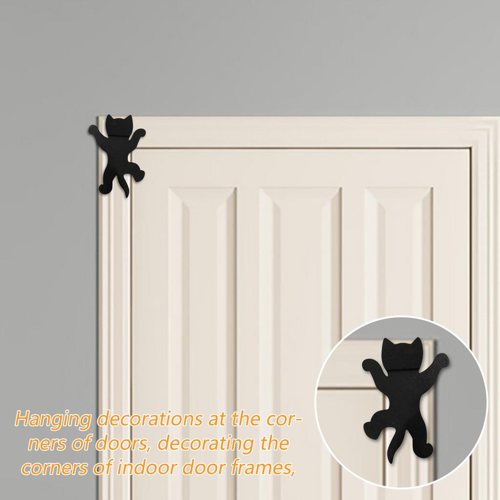 Wooden Cat Frame Wall Hanging Cute Cat Shaped Decorative Home Interior Ornament