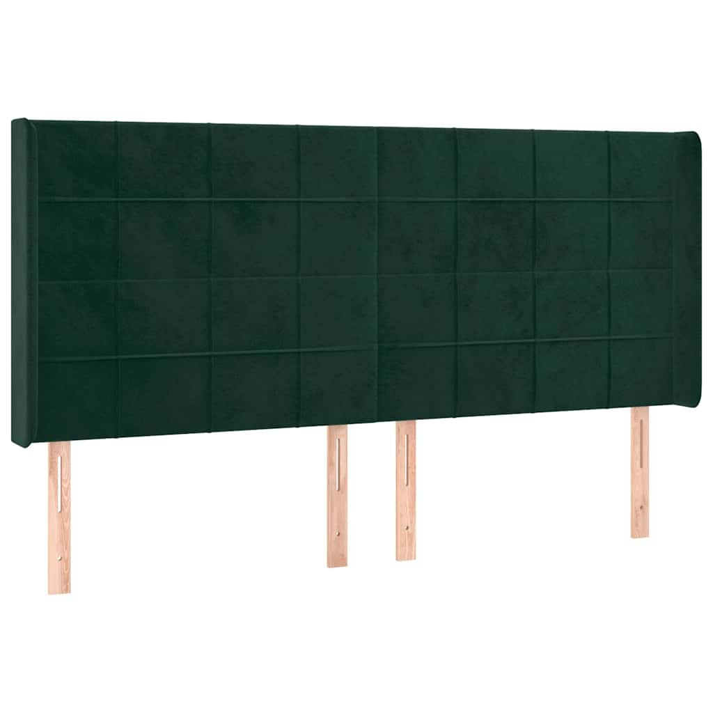 Box Spring Bed with Mattress & LED Lights Dark Green 160x200 cm Velvet