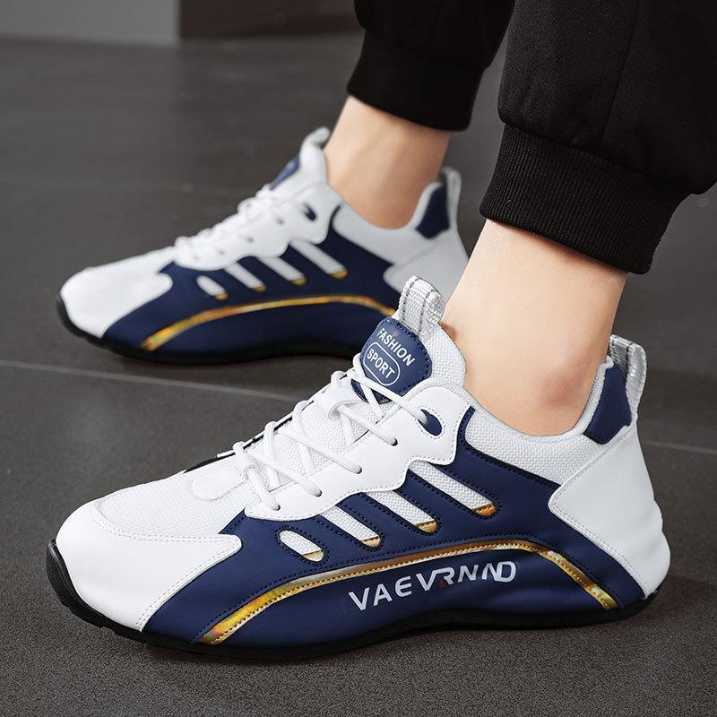 

Мужские повседневные кроссовки, удобная сетчатая дышащая спортивная обувь, трендовая дизайнерская модная обувь, толстая подошва, нескользящая обувь на шнуровке 39 синий