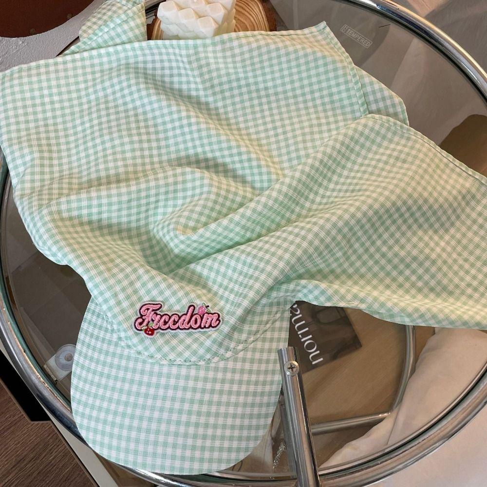 Korean Style Plaid Baseball Cap Cotton Letter Headscarf Hat Strappy Bandana Hat  Beach