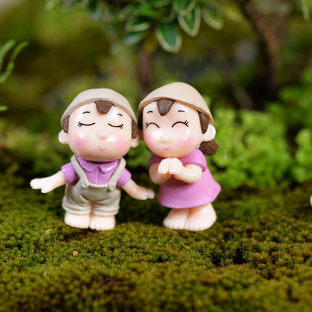 Romantic Couples Figurines Fairy Garden Miniatures Ornaments PVC Cute Boy and Girl Lovers Kiss Wedding Dolls