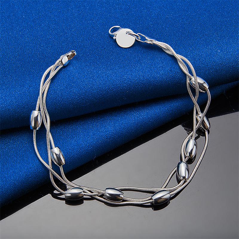 925 sterling silver 8-inch exquisite tassel round bracelet, fashionable women's wedding party jewelry accessories