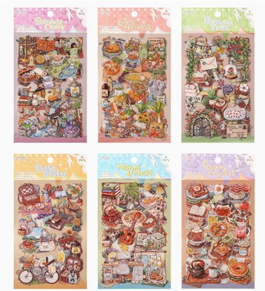 6packs/1lot Kawaii Scrapbook Stickers Happiness Guide Junk Journal Gold Planner Stationery Sticker Planner Decorative