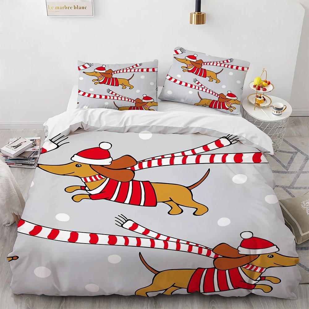 Corgi Dog King Queen Duvet Cover Yellow Cartoon Puppy Bedding Set for Kids Boys Girls Kawaii Pet Animal Pink 2/3pcs Quilt Cover