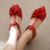 Blockklack Mary Janes Skor Dam Sandaler Söt Rosettgul Röd Rosa Vit Klack Bröllopsskor Dam Pumps Stor Storlek