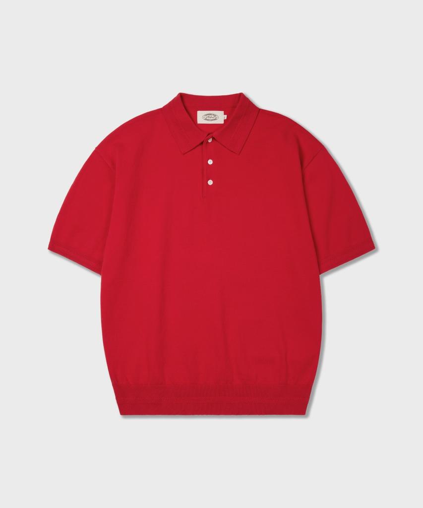 AMFEAST Essential Polo Half Knit Red