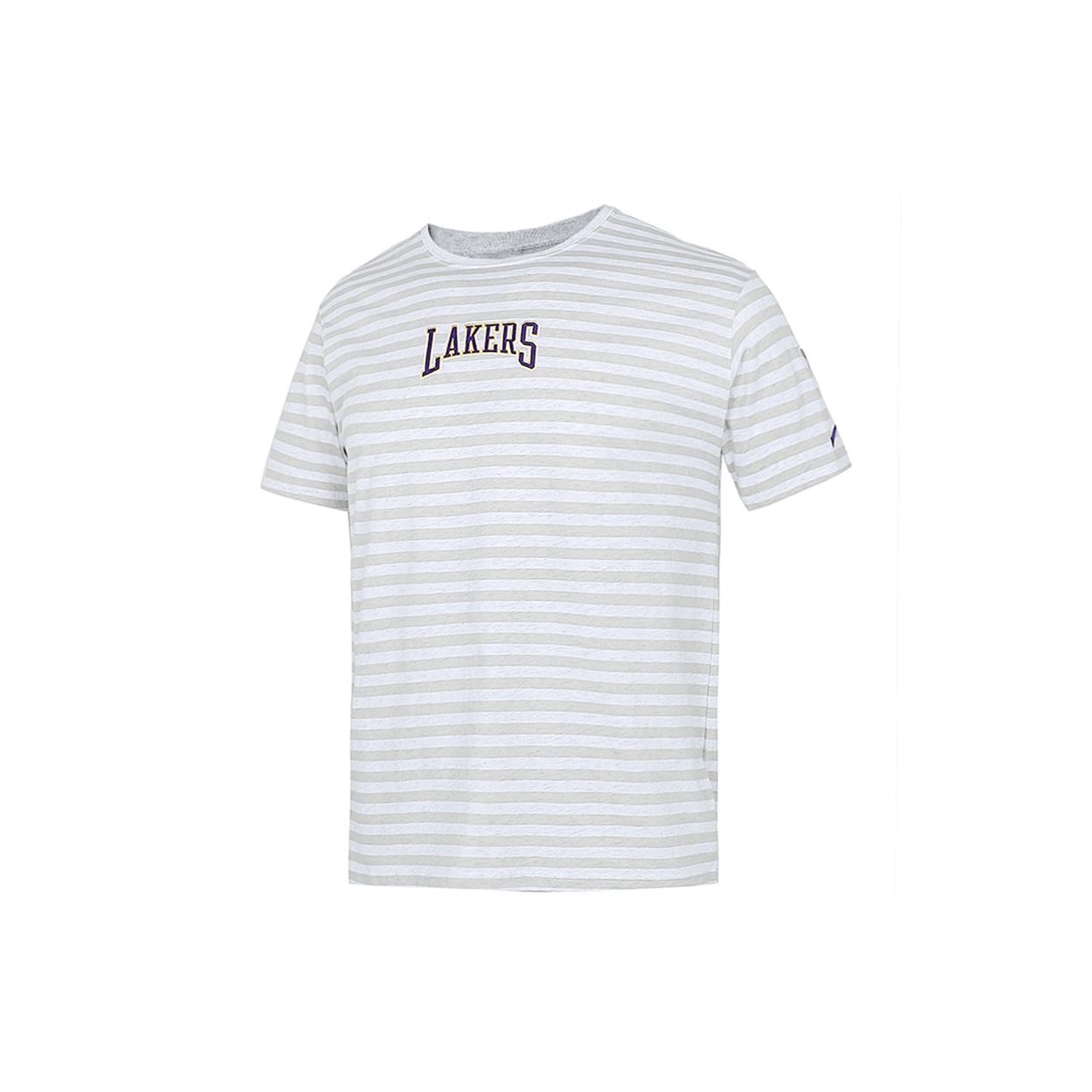 Men s Nike Stripe Alphabet Printing Round Neck Pullover Short Sleeve Lakers White T-Shirt DA5872-051 XXXL