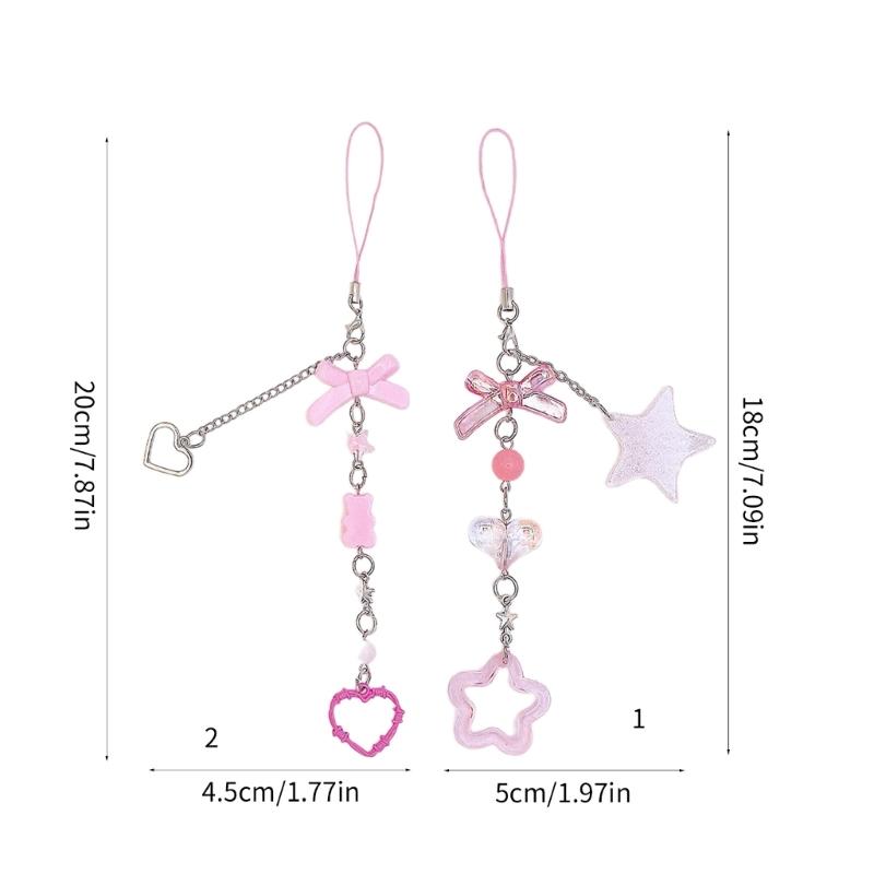 Bowknot Phone Chain Pink Phone Charm Bowknot Bag Accessory Bag Ornament Phone Pendant Acrylic Material for Phone Bag