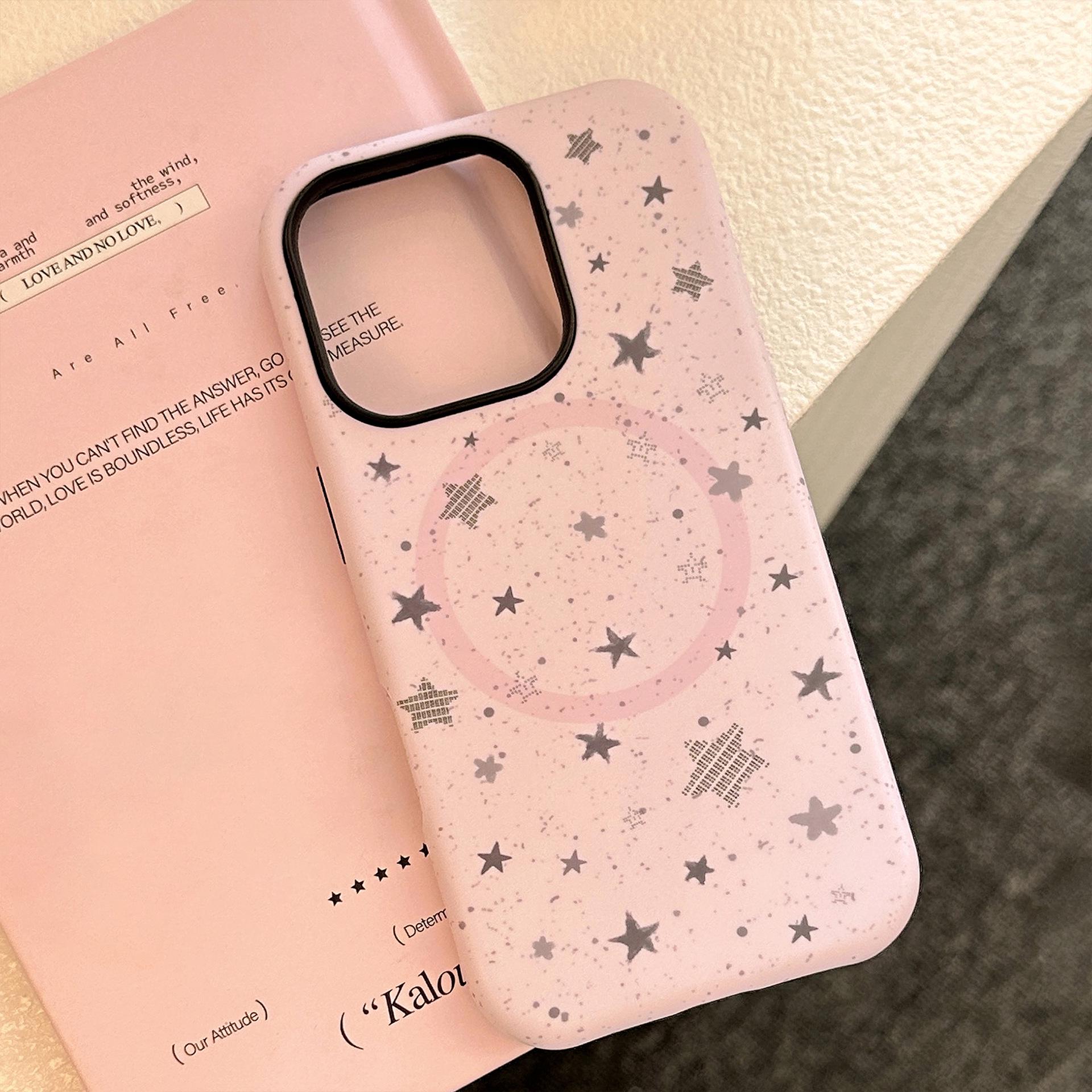 Ink Splash Star iPhone 17 Pro Max Case with Dual-Layer Magnetic Bracket, Fits iPhone 13-16. 17 Pro Max