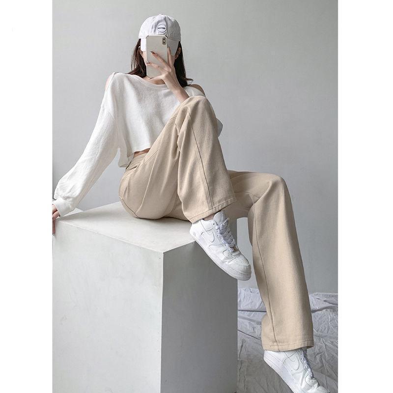 

Прямые джинсы для женщин, модные джинсовые брюки с высокой талией, джинсовые мешковатые брюки, повседневные удобные брюки большого размера