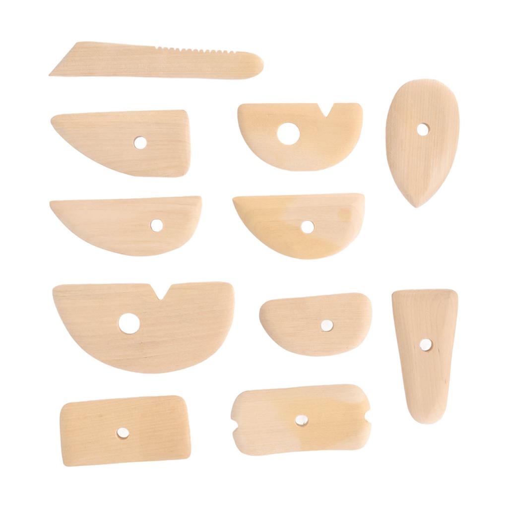 11pcs Pottery Trimming Tool Professional Wood Pottery Foot Shaper Tool for Carving Clay Molds Clay Ceramics