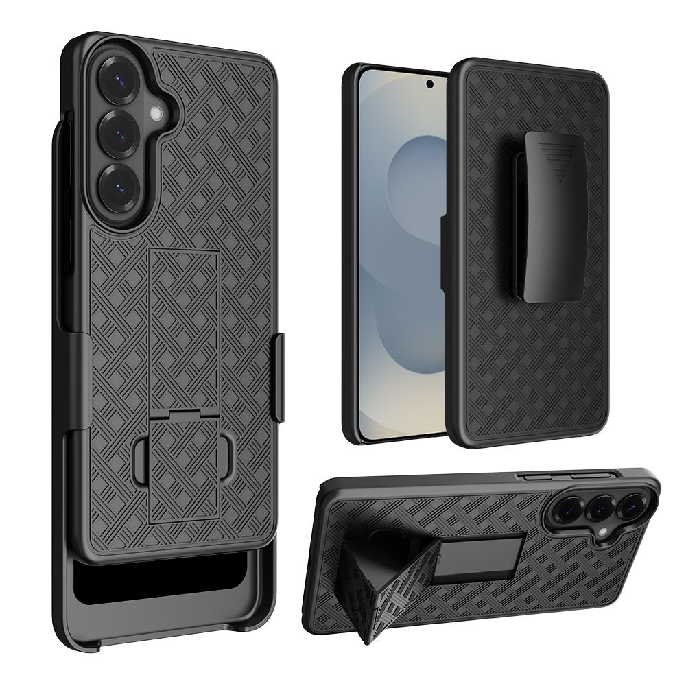

for Galaxy S26 Cover,Woven 2 in 1 Hybrid Hard Shell Holster Combo Case With Kickstand & Belt Clip For Samsung Galaxy S26+ Plus pc tpu&Galaxy S26