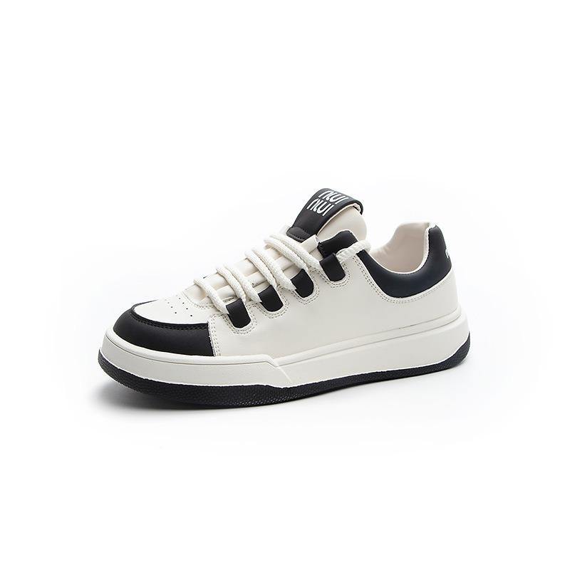 Platform white shoes women's spring new leather platform heightening color matching casual board shoes