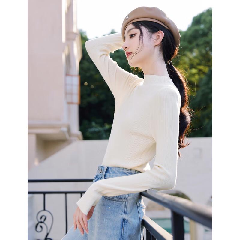 Women's Half-High Collar Slim Knit Top