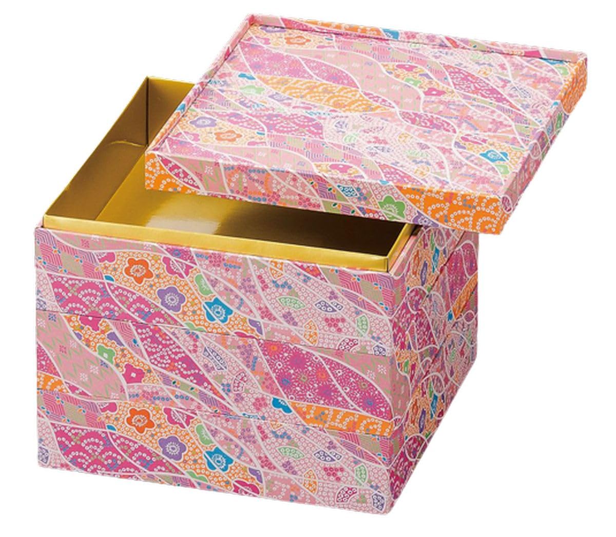 

New Made in New Happy Musubi x x J-kitchens Year s Box, Japan, 3-Tier, 8.5-inch, V-Cut Paper, Design, 25.1cm 25.1cm 11.9cm