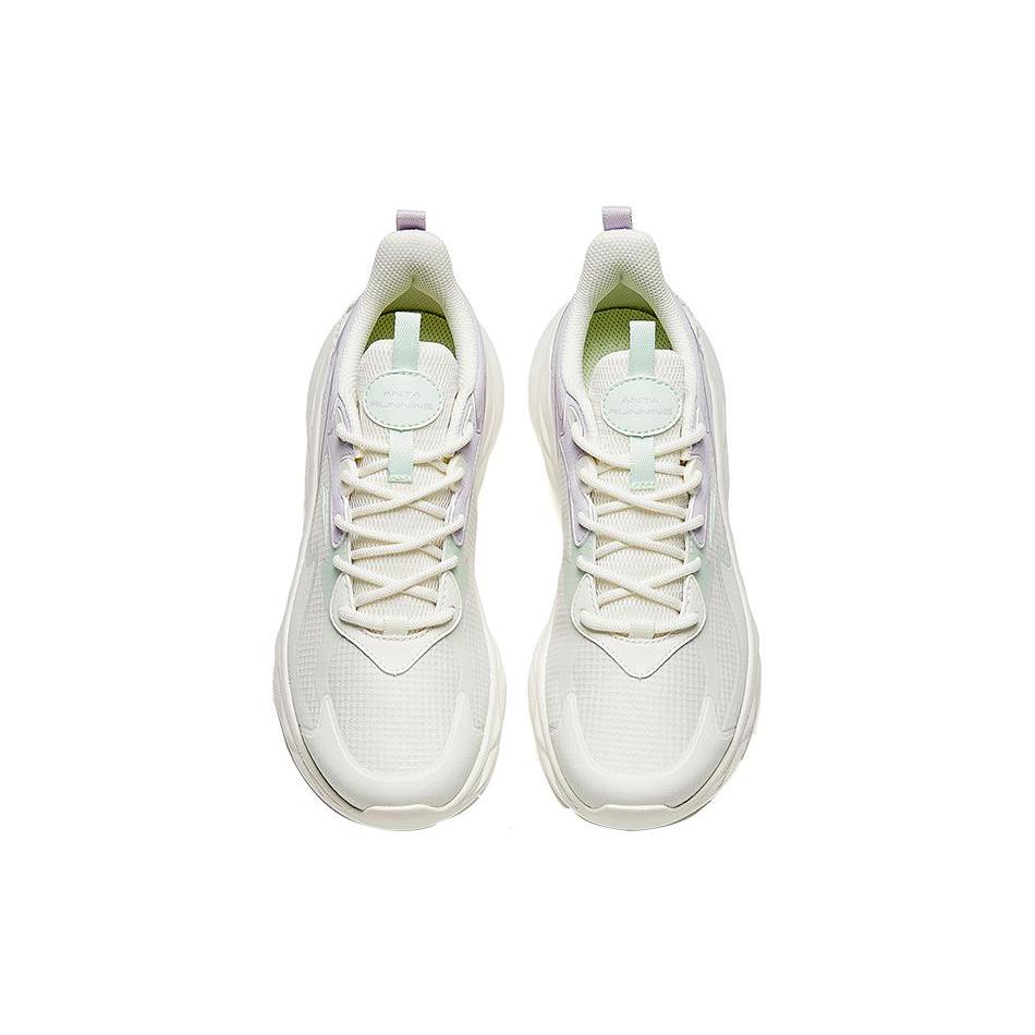 New Anta Mianbomb 2 Cushioned Slip Resistant Abrasion Resistant Low Top Sprint Running Shoes Women's White Purple 922345577-1