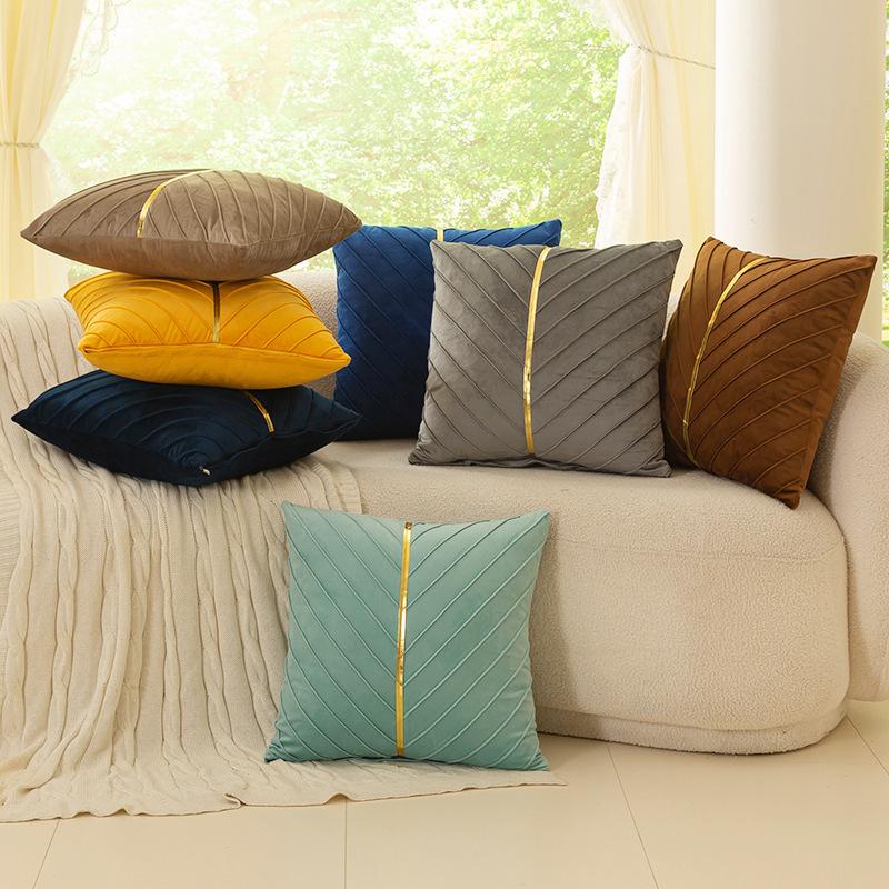 Household Flannel Pillow Cover Cojines Simple Pure Color Sofa Splicing Pillowcase Dutch Velvet Cushion Covers 45X45 Home Decor