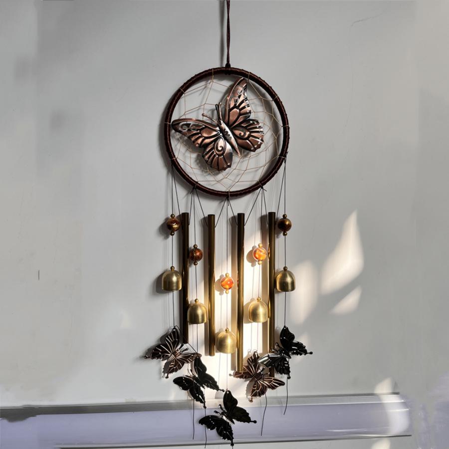 Aluminum Butterfly Wind Chime with Brass Bell - Indoor/Outdoor Garden Dreamcatcher Decoration