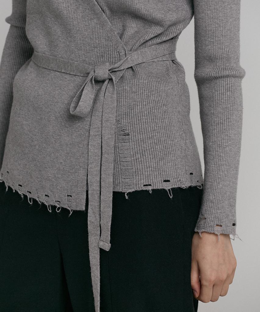 Loutaideu Damaged Wrap Knit [Grey]