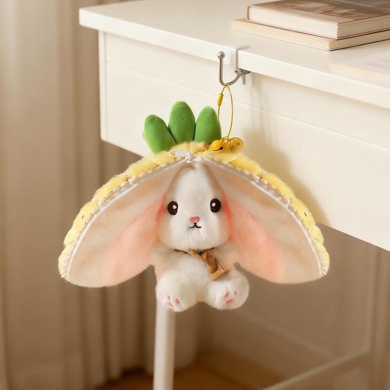 Mini Cute 2-In-1 Fruit Rabbit Plush Toy Durian  Pineapple Strawberry Bunny Stuffed Animal Soft Plush Pendant Lucky Gift
