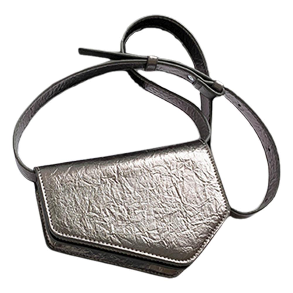 Women Irregular Shoulder Bag PU Leather Shiny Crossbody Bag Adjustable Strap All-Match Satchel Bag Ladies Commute Bag