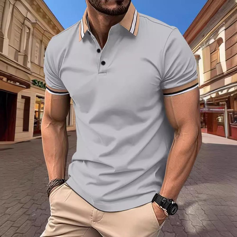 Men's Summer Casual Sports Solid Color Short Sleeved Polo Shirt