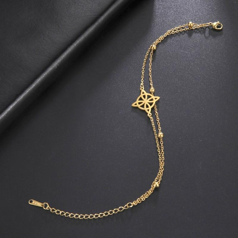 Pulseras de Acero Inoxidable Sencillo Collar con Colgante Nudo Celta Pendientes Anillo Nudo de Bruja Joyería Regalo de Cumpleaños para Mujeres