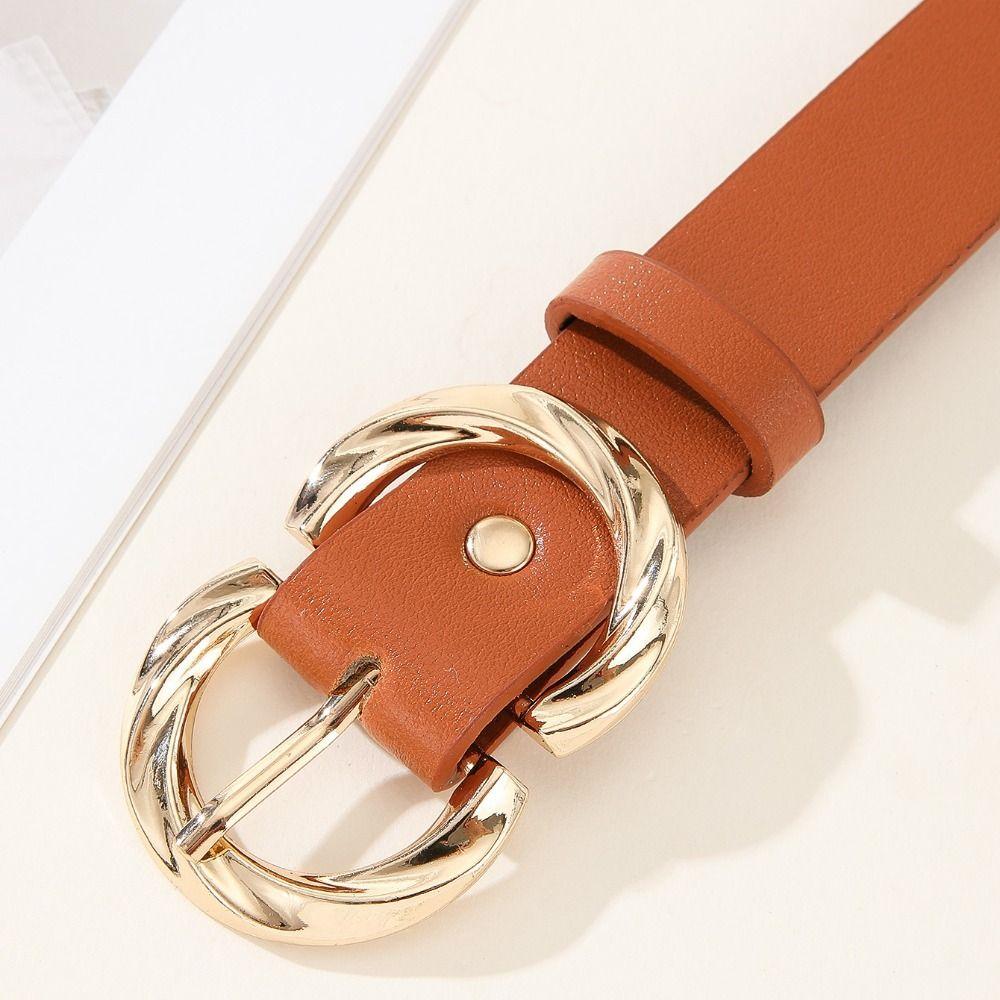 Casual Double D Buckle Waistband Simple Waist Strap Women Fashion Leather Belt  Waist Decoration