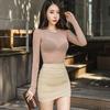Korean Dongdaemun Slim High-Waisted Light Beige Pleated Short Skirt for Women