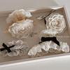 Elegant Pearl Bow Lace Hair Clip Claw - White Temperament Style