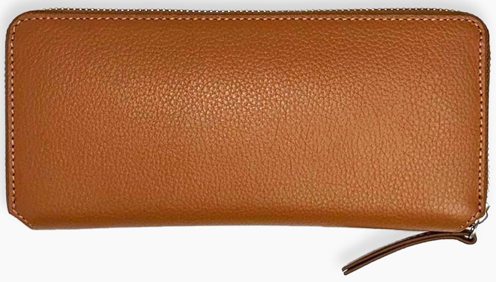 Kulatá dlouhá peněženka Dlouhá peněženka z hovězí kůže, chromovaná, velbloudí [Creed] R-MILLED 335C117#24