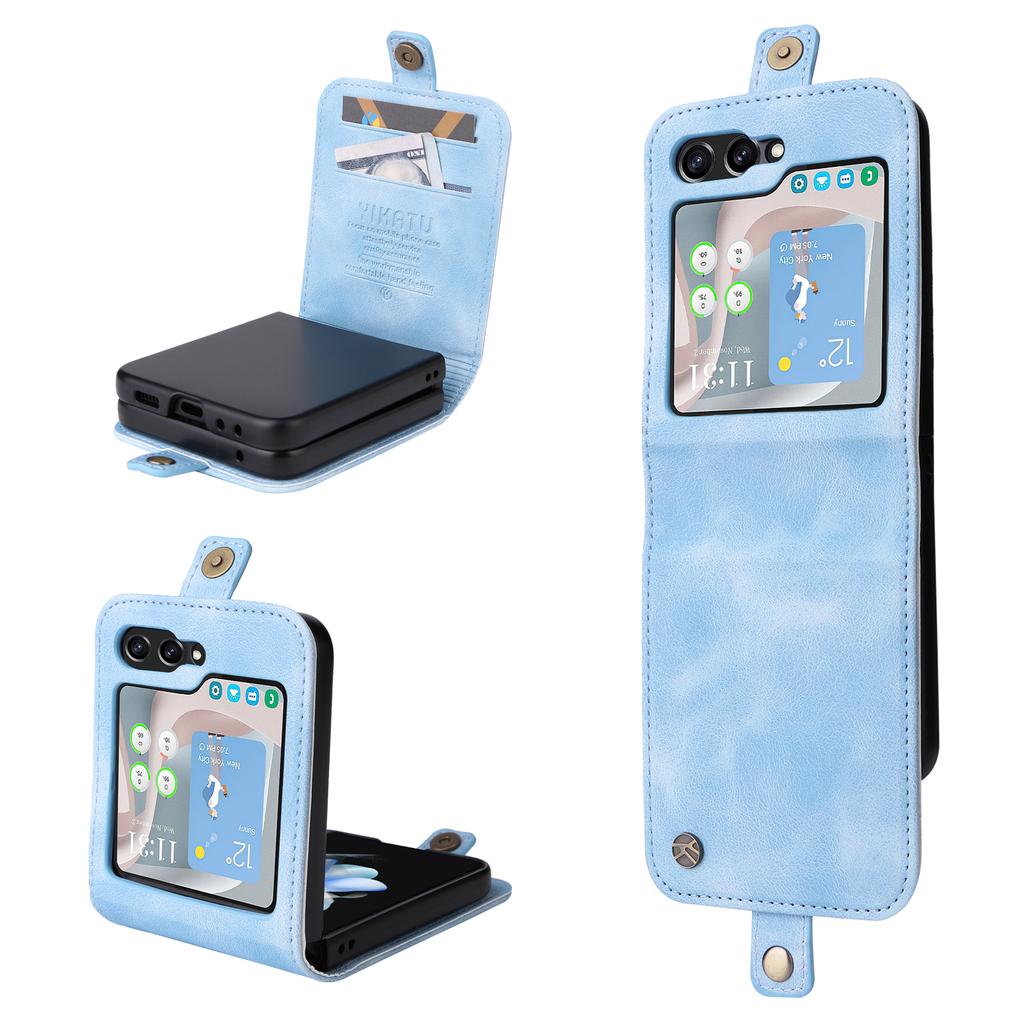 YIKATU YK-002 For Samsung Galaxy Z Flip7 FE 5G/Z Flip6 5G Case Card Holders PU Leather Skin-Touch Phone Cover