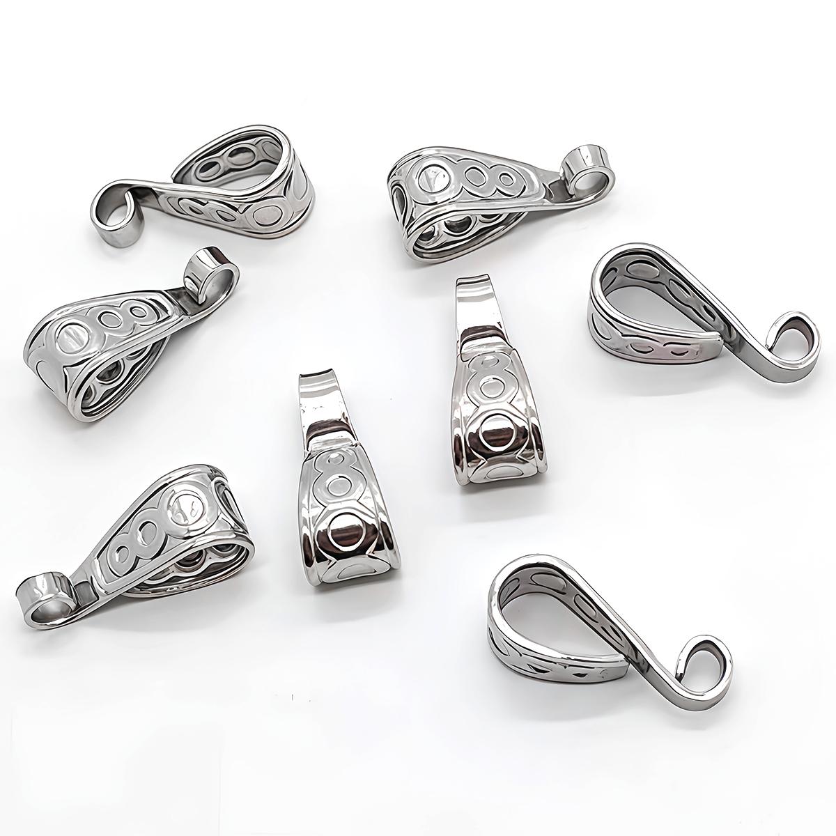10-30PCS Stainless Steel Pendant Hooks Connectors Bail Clasps 6x16mm Necklace Pendant Clips Jewelry Making Finding Accessories 10 PCS