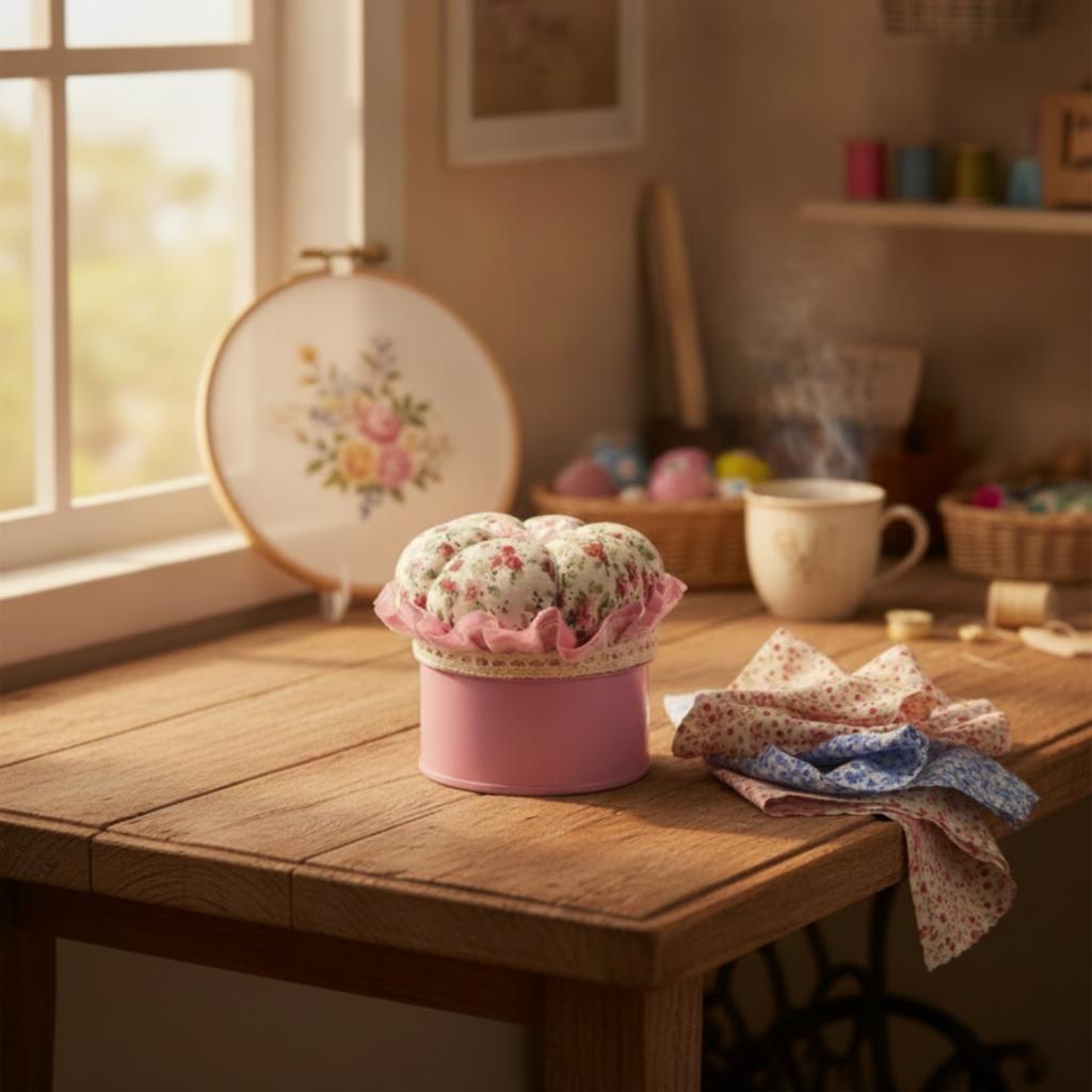 Pin Pad Storage Box DIY Tool Sewing Sewing Pin Holder Case Textile Pin Pad Tin Handmade Design Round Pin Holder Box for Sewers