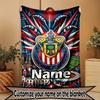 Custom Name Personalized Club Deportivo Guadalajara Print Blanket, Home Decor, Bedroom, Sofa, Camping, Couch, Gifts for Birthday Christmas