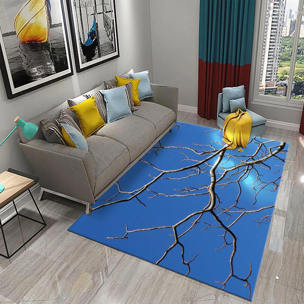 3D Branch Carpet Winter Tree Without Leaves Pattern Carpet Doormat Kitchen Bathroom Anti-Slip Living Room Bedroom Floor Mat Rug