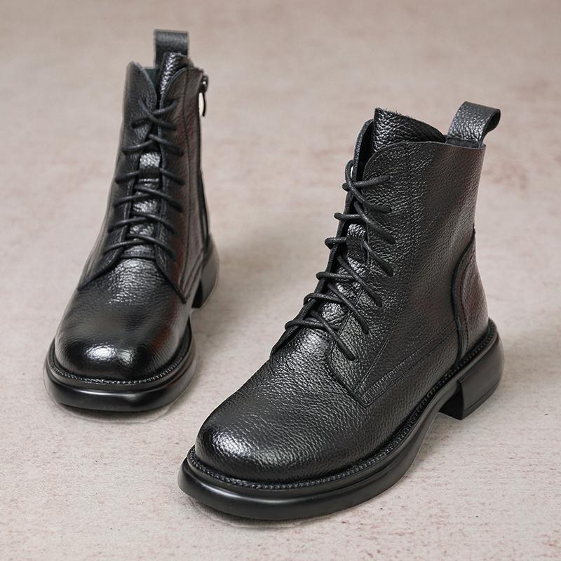 Fashion GKTINOO Genuine Cow Leather Boots Women Platform 2025 Autumn Zipper Non Slip Short Boots Winter Women Shoes Botas Mujer Handmade